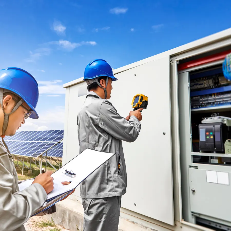 Ispezione termografica di un quadro di campo in un impianto fotovoltaico